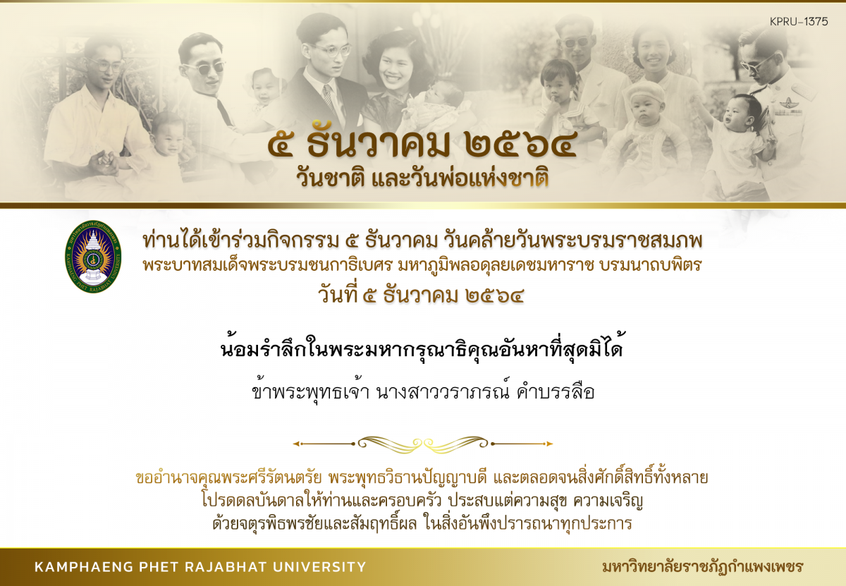 ใบเข้าร่วมกิจกรรมออนไลน์ ของ นางสาวว​ราภรณ์​ คำบรร​ลือ​