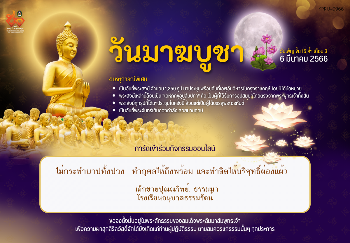 ใบเข้าร่วมกิจกรรมออนไลน์ ของ เด็กชายปุณณวิทย์. ธรรมมา